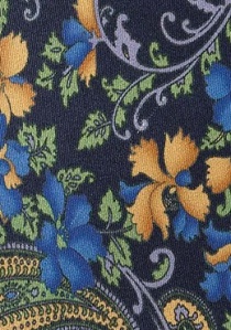 Corbata motivo floral azul noche