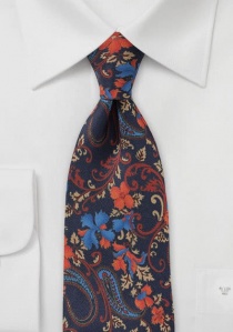 Corbata para hombre con estampado floral azul