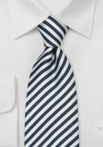 Corbata de clip a rayas en azul noche/blanco