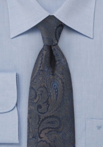 Corbata de caballero XXL paisley color moca