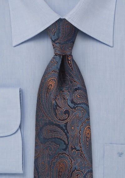 Corbata fantasía marrón azul XXL