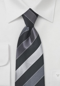 Corbata de negocios XXL rayas gris plateado