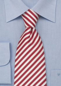 Corbata de clip a rayas rojo cereza/blanco