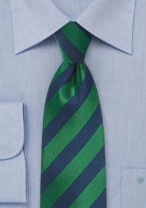 Corbata verde rayada azul