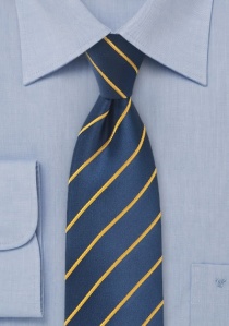 Corbata azul oscuro rayas finas amarillas