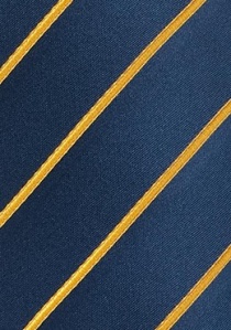 Corbata azul oscuro rayas finas amarillas