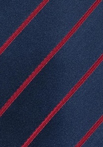 Corbata azul oscuro rayas rojas finas