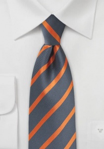 Corbata azul marino rayas naranja