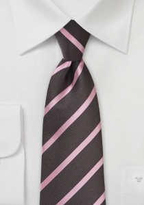 Corbata marrón rayas finas rosa