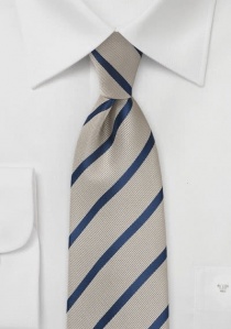 Corbata beige rayas azules