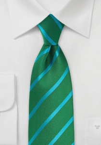 Corbata de hombre diseño rayado turquesa verde