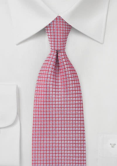 Krawatte Gitter-Dekor rot hellblau