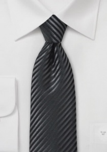 Corbata negro y plata rayada brillo