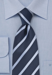 Corbata clip azul oscuro rayada celeste