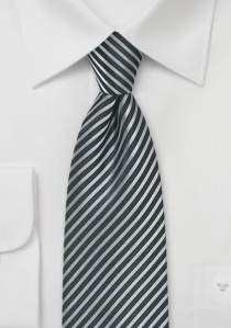 Corbata negro gris rayado fino