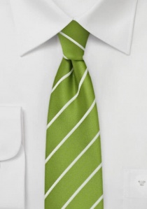 Corbata estrecha rayada blanca verde manzana