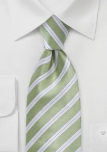 XXL-Krawatte Linien-Muster staubgrün weiß
