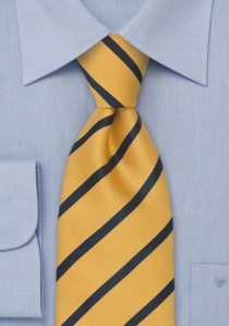 Corbata XXL motivo rayas oro amarillo azul navy