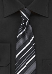 Corbata rayas finas noche negro gris medio
