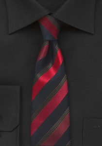 Corbata de negocios estrecha rayas negra roja
