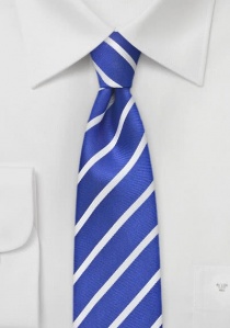 Corbata rayas estrechas azul real blanco nieve