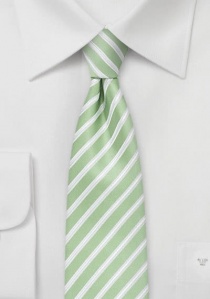 Corbata rayas estrechas polvo verde perla blanco