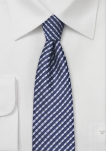 Corbata Estrecha Línea Cuadrados Azul Real