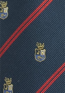 Corbata escudo azul marino rojo cereza