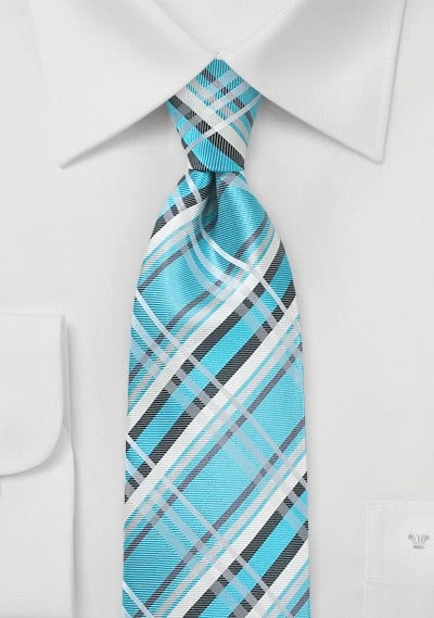 Krawatte modernes Schottenkaro aqua
