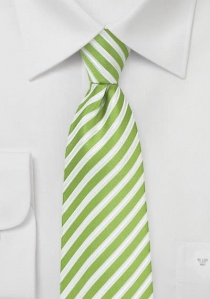 Corbata de negocios a rayas verde bosque blanca
