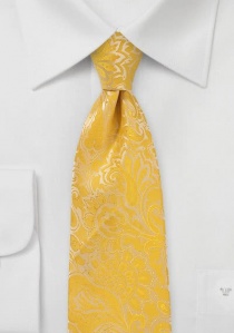 Corbata amarillo dorado motivos vegetales