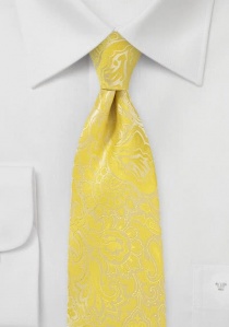 Corbata con motivos vegetales amarillo claro