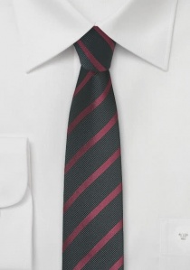 Krawatte schmal geformt asphaltschwarz dunkelrot