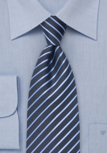 Corbata de negocios extra larga a rayas azul