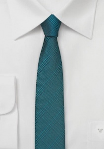 Corbata estrecha estructura cuadros azul verdoso