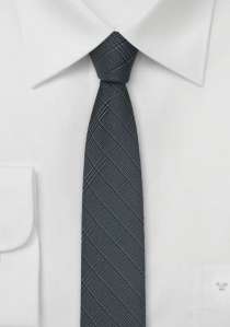 Corbata estrecha superficie cuadros gris oscuro