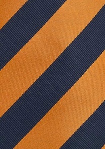 Corbata de clip rayas naranja azul noche