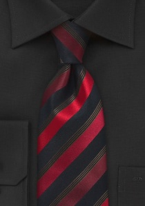 Corbata de seguridad clip rayas negra roja