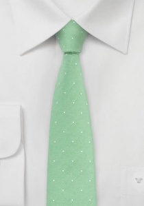 Corbata estrecha verde claro algodón