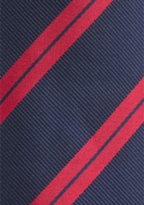 Corbata diseño a rayas azul marino rojo