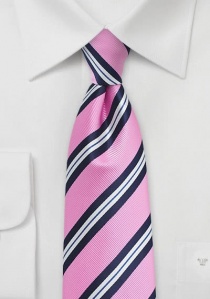 Corbata caballero rayada rosa y azul