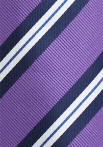 Corbata rayada lila azul marino
