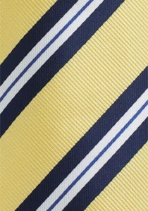 Corbata a rayas amarillo pastel y azul marino