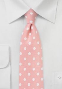 Corbata lunares grandes rosado blanco perla