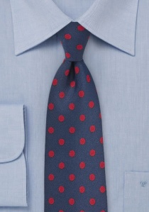 Corbata de negocios con topos rojo cereza azul