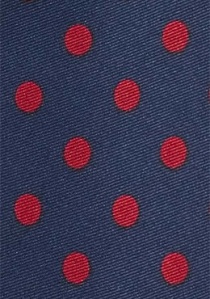 Corbata de negocios con topos rojo cereza azul