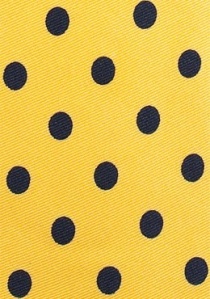 Corbata con puntos grandes en azul marino amarilla