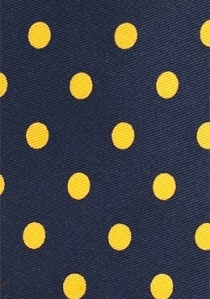 Corbata azul marino con puntos amarillos
