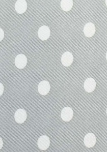 Corbata lunares grandes gris plateado blanco perla