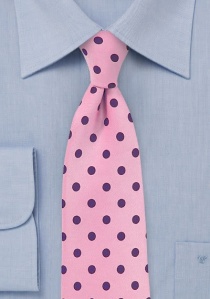 Corbata de hombre gruesa punteada rosa púrpura